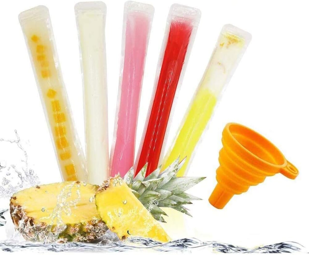 160 Disposable Ice Popsicle Mold Bags| BPA Free Freezer Tubes With Zip Seals | For Healthy Snacks, Yogurt Sticks, Juice & Fruit Smoothies, Ice Candy Pops| Comes With A Funnel (11"x2")